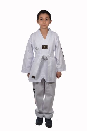 Taekwondo Beyaz Yaka Fitilli Acemi Elbise